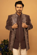 Maharana Charcoal & Black Ombre Sequin Twin Jacket Set