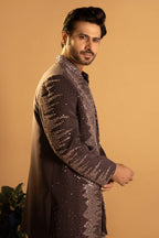 Maharana Charcoal & Black Ombre Sequin Twin Jacket Set