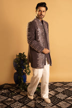 Maharana Charcoal & Black Ombre Sequin Twin Jacket Set