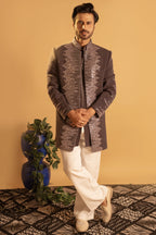 Maharana Charcoal & Black Ombre Sequin Twin Jacket Set