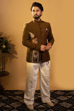 Maharana Olive Bronze Bandhgala Jodhpuri Set