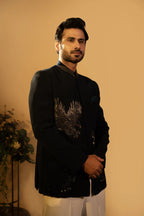 Maharana Black Eagle & Tiger Embroidered Jodhpuri Set