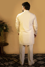 Maharana Lemon Yellow Peacock Embroidered Kurta
