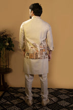 Maharana Beige Floral Embroidered Jacket Set