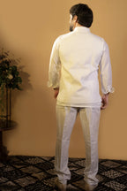 Maharana Ivory Plain Bandhgala Jacket Set