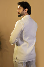 Maharana Ivory Plain Bandhgala Jacket Set