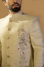Maharana Oatmeal Beaded Floral Jodhpuri Set