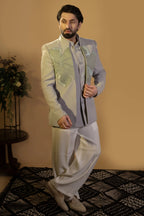 Maharana Sage Sequin Leaf Appliqué Jodhpuri Set