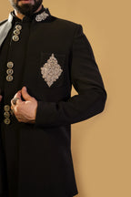Maharana Black Silver Accent Jodhpuri 3-Piece Set