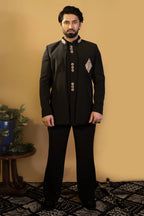 Maharana Black Silver Accent Jodhpuri 3-Piece Set