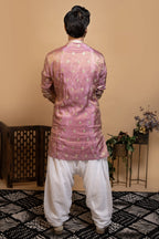 Maharana Dusty Rose Gold Buti Silk Kurta