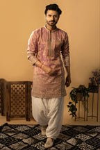 Maharana Dusty Rose Gold Buti Silk Kurta