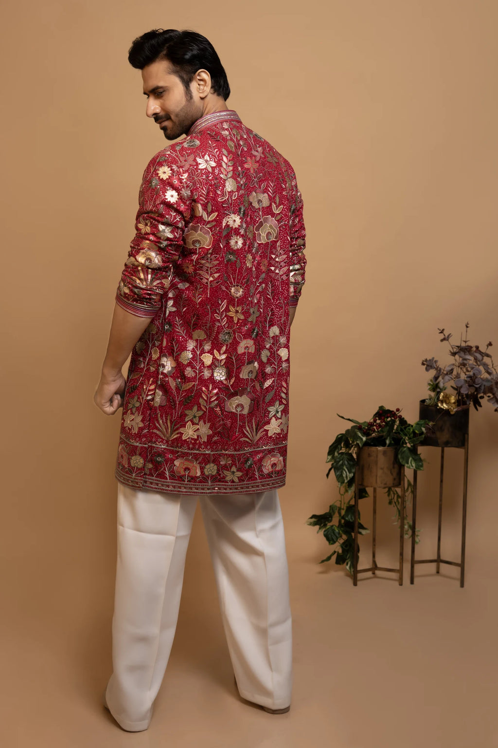 Maharana Maroon Multicolor Floral Embroidered Kurta