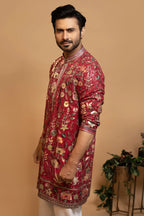 Maharana Maroon Multicolor Floral Embroidered Kurta