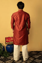 Maharana Maroon Silk Kurta with Royal Embroidered Motif