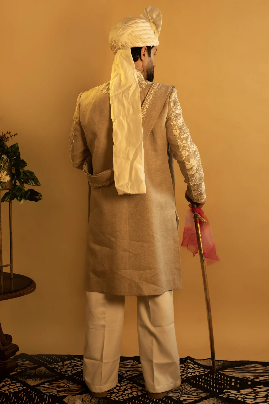 Maharana Ivory Zardozi Embroidered Sherwani Set