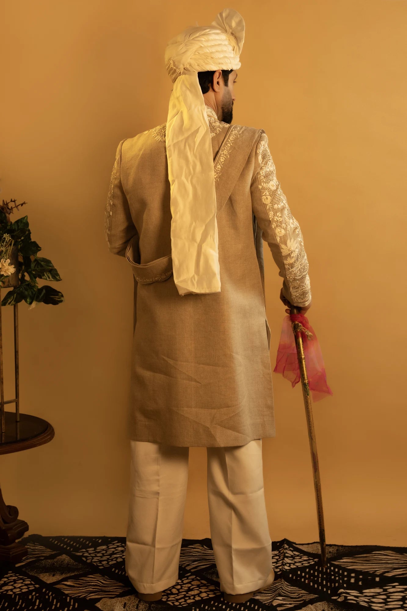 Maharana Ivory Zardozi Embroidered Sherwani Set