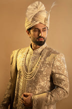 Maharana Ivory Zardozi Embroidered Sherwani Set