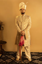 Maharana Ivory Zardozi Embroidered Sherwani Set