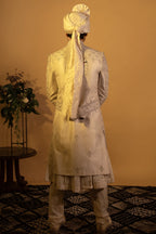 Maharana Ivory Zari Embroidered Royal Sherwani Set