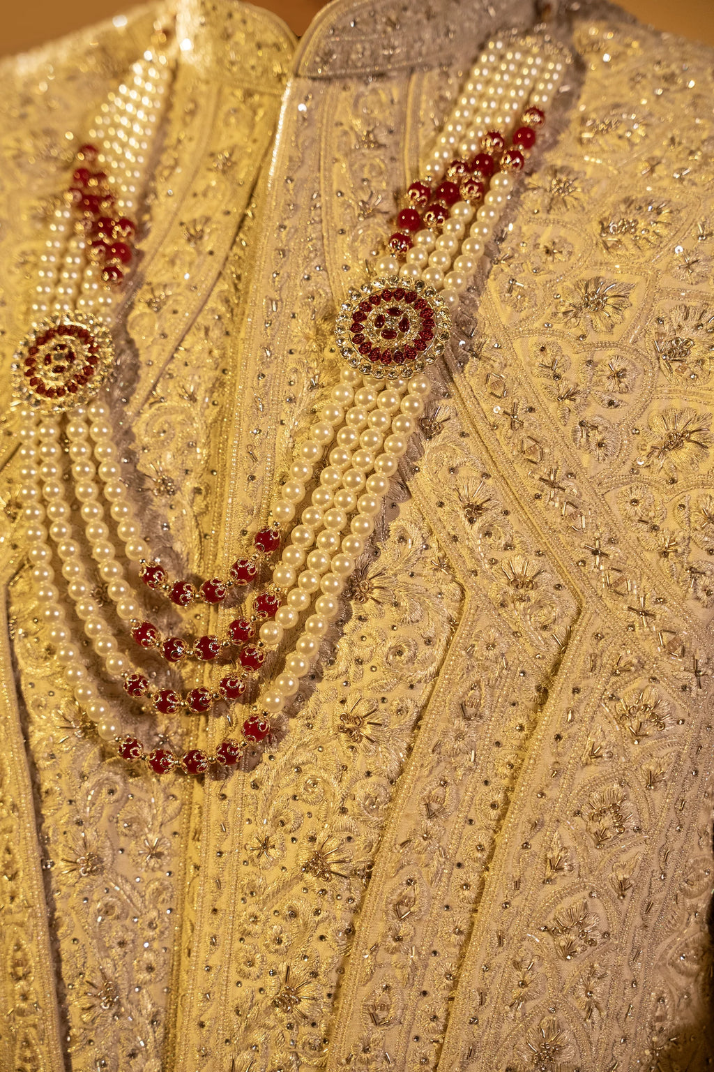 Maharana Ivory Zari Embroidered Royal Sherwani Set