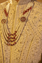 Maharana Ivory Zari Embroidered Royal Sherwani Set