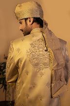 Maharana Gold & Silver Two-Tone Zari Sherwani Set