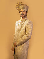 Maharana Gold & Silver Two-Tone Zari Sherwani Set
