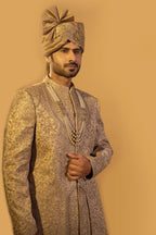Maharana Gold & Silver Two-Tone Zari Sherwani Set