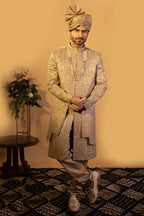 Maharana Gold & Silver Two-Tone Zari Sherwani Set