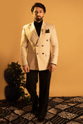 Maharana Ivory Pinstripe Double-Breasted Blazer Suit