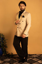 Maharana Ivory Pinstripe Double-Breasted Blazer Suit