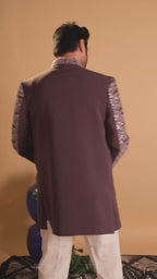 Maharana Charcoal & Black Ombre Sequin Twin Jacket Set
