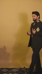 Maharana Black Silver Sequin Embroidered Kurta