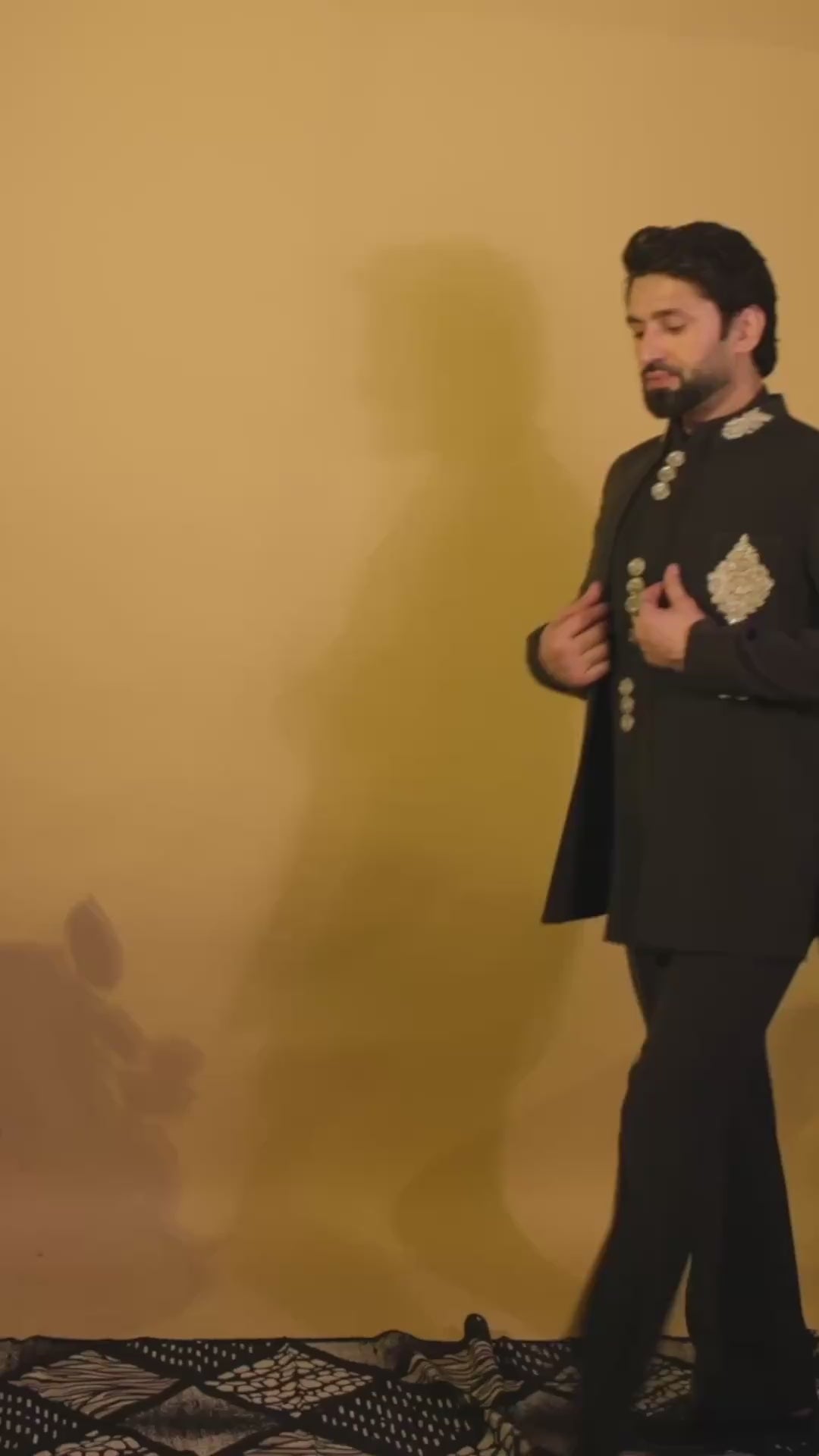 Maharana Black Silver Sequin Embroidered Kurta