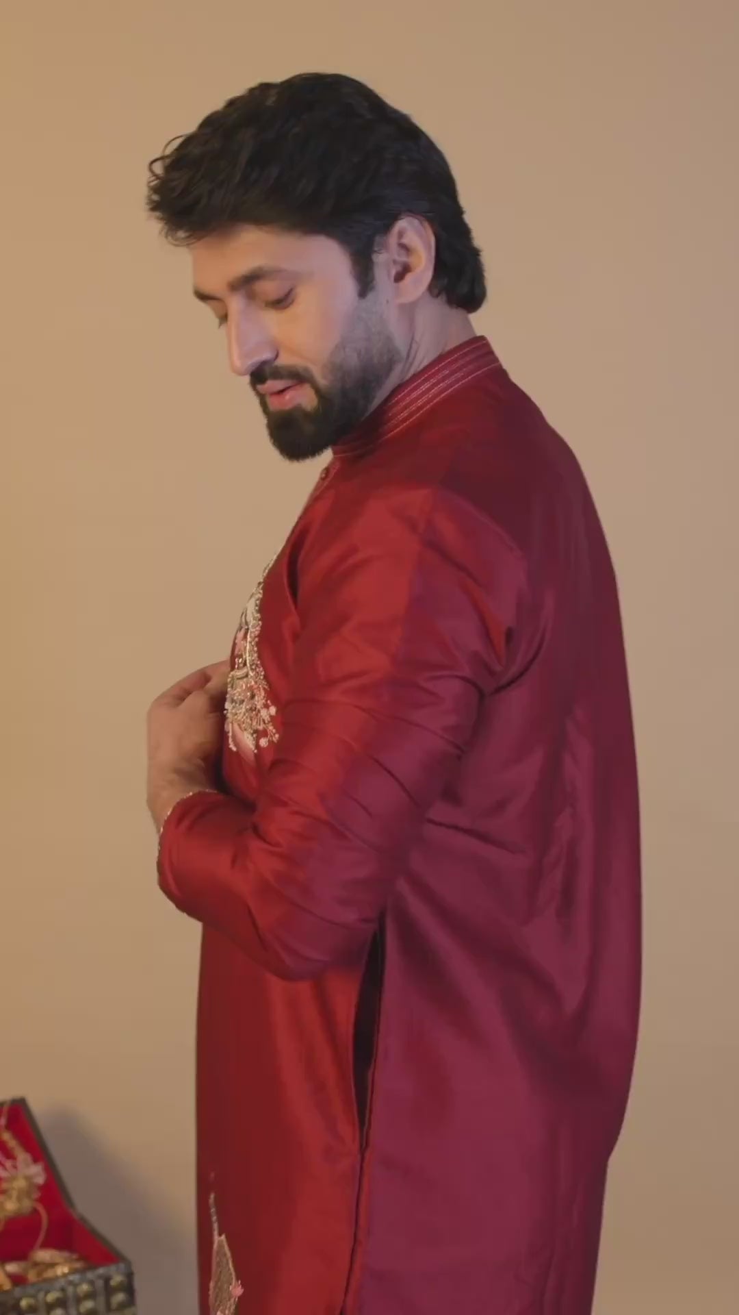 Maharana Maroon Silk Kurta with Royal Embroidered Motif