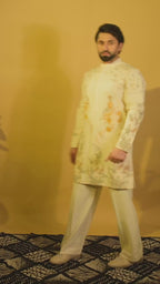 Maharana Lemon Yellow Peacock Embroidered Kurta